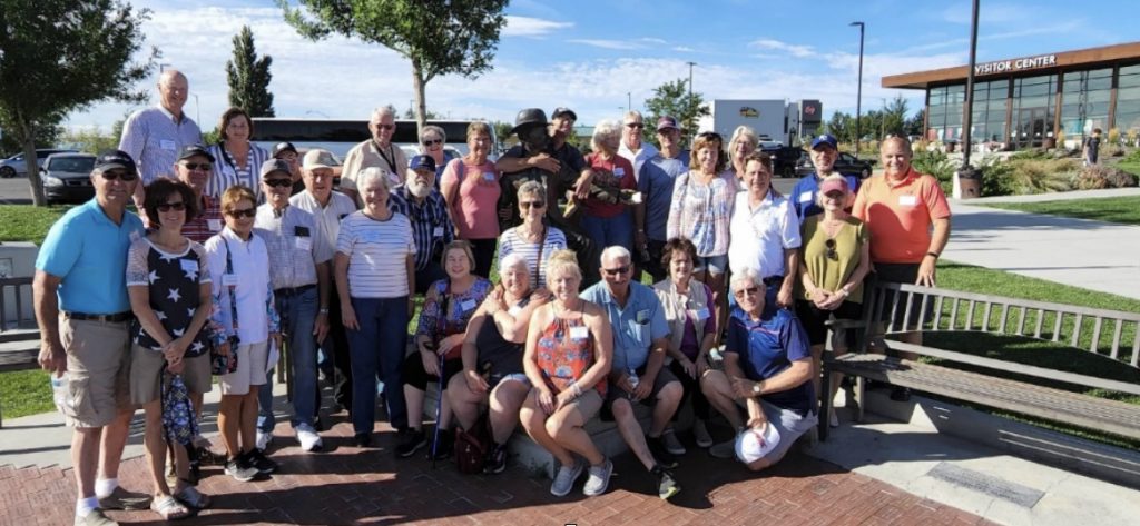 Group photo near the Twin Falls Visitor Center.  Beautiful day to see the sights of Twin Falls.